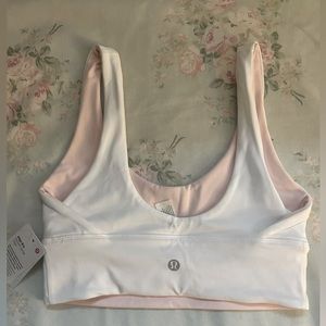 new with tags Lululemon align bra. Reversible yoga bra White and pink.